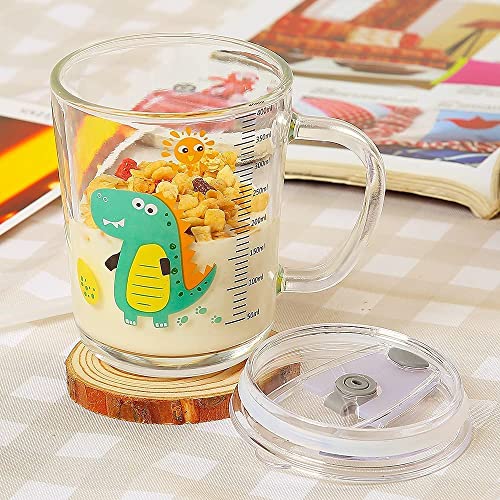 Image of SKDBPM Mug with Straw, Transparent Glass Fruit Juice Milk Sipper Tumbler with Lid and Glass Straw - 540ml - Pack of 1 (Printed Mug)(Random Print)