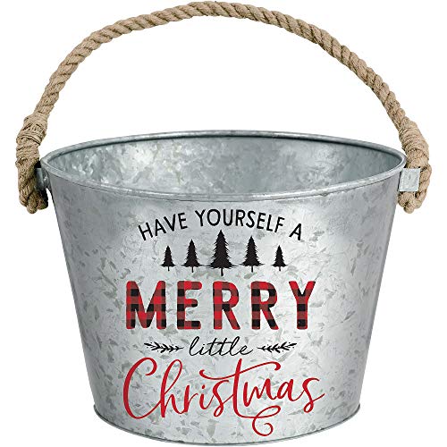 Amscan 430784 Have Yourself a Merry Little Christmas Galvanized Bucket, 8.5