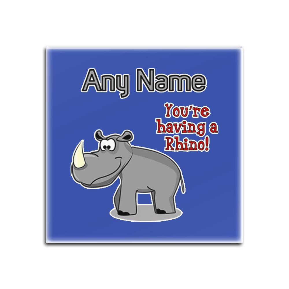 Dessous-de-verre en verre lot de 4 carrés bleus et blancs You are Having a Rhino