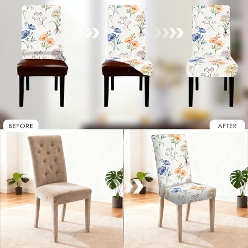 Image of Nuxovilar 4PCS Watercolor Floral Stretch Chair Covers 23.6x70in