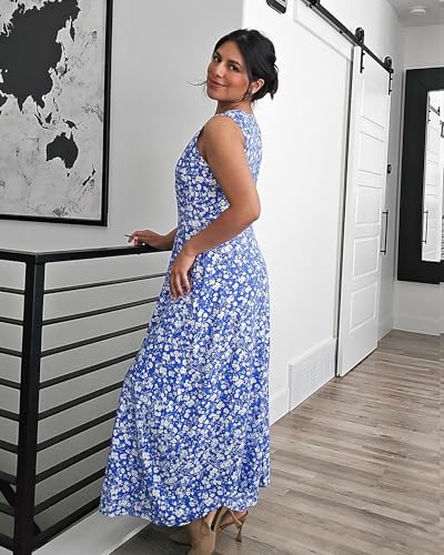 Image of AUSELILY Womens Maxi Dress Summer Sleeveless Wrap Long Dresses with Pockets | V-Neck Wrap Sleeveless Sundress, fits formal, casual, beach, vacation & daily wear