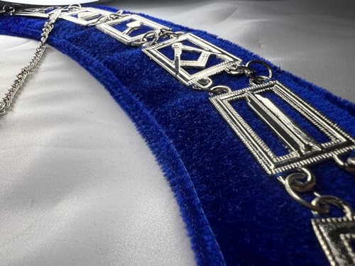 Generic Masonic Regalia Blue Lodge Chain Collar Silver Plated Blue Backing3