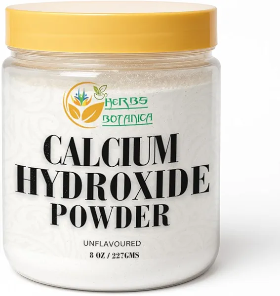 Herbs Botanica Calcium Hydroxide Powder 8 oz Fine Food Grade Lime Powder for Culinary, Pickling, Limewater, Nixtamalization & DIY Applications Slaked Lime (Cal)