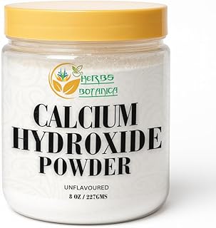 Herbs Botanica Calcium Hydroxide Powder 8 oz Fine Food Grade Lime Powder for Culinary, Pickling, Limewater, Nixtamalization & DIY Applications Slaked Lime (Cal)