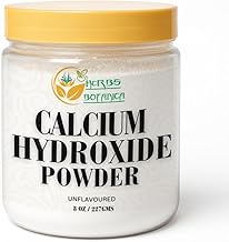 Herbs Botanica Calcium Hydroxide Powder 8 oz Fine Food Grade Lime Powder for Culinary, Pickling, Limewater, Nixtamalization & DIY Applications Slaked Lime (Cal)