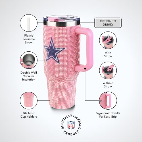 Image of The Memory Company Officially Licensed 40oz Pink Bling Game Day Tumbler, Dallas Cowboys