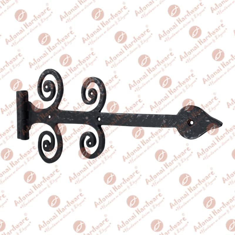 Adonai Hardware 17" "Adami Black Antique Cast Iron T-Hinge (Supplied as 2 Pieces per Pack) - Black Powder Coated