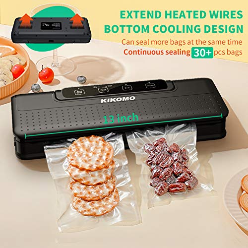 【Upgrade Dual Pumps】Vacuum Sealer Machine, KIKOMO Automatic Food Saver with Air Sealing System |One-Touch Operation |Led Indicator Lights |Dry Moist Food Modes |Starter Kit |15 Vacuum Bags |2 Gaskets - Thumbnail 5
