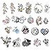 Chenkou Craft Random 20pcs Wholesale Lots Mix Alloy Resin Rhinestone Flowers Pendants Charms Beads Bracelet Necklace Jewelry Findings