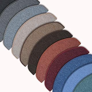 casa pura Stair Carpet Pads - Stair Treads | Adhesive Pads for Home & Office | Polypropylene Stair Mats | London | 15 Piece Set - Semi-Circular (65 x 25 cm) - Beige