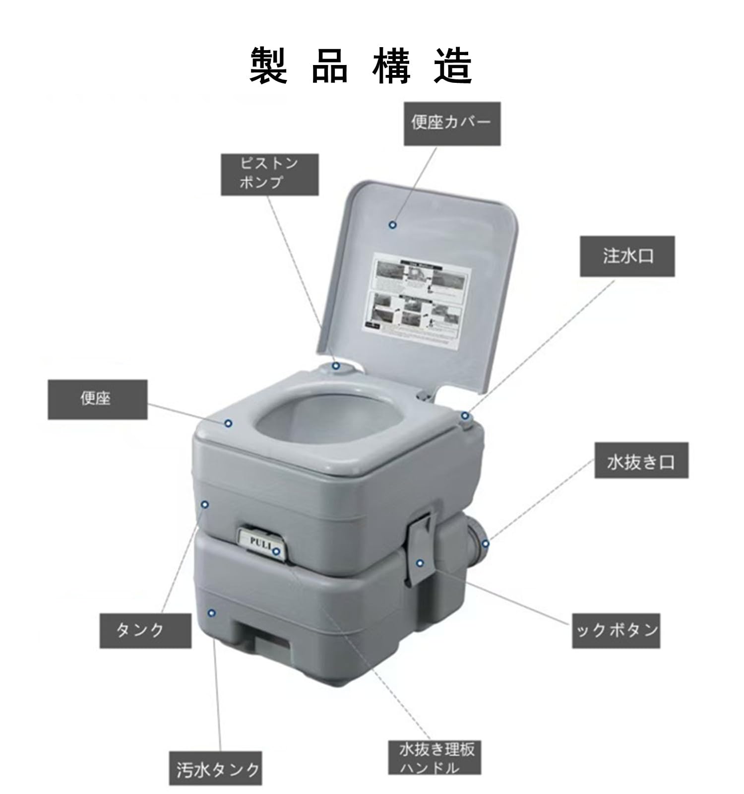 Amazon.co.jp: ポータブルトイレ 水洗 20L タンク簡単取り外し