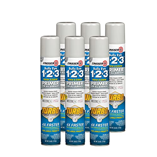 Zinsser 343748-6PK Bulls Eye 1-2-3 Turbo Primer Spray 26 oz Gray 6 Pack