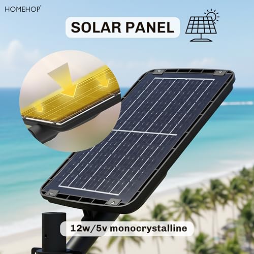 Image of Homehop Solar Light Outdoor Home Garden 150W Wireless LED Street Night Lamp | Solar Street Light Outdoor Wall Automatic Waterproof Motion Sensor for Yard, Pathway and Road with Pole (Warm,10000mAh, ABS)