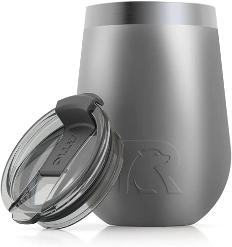 RTIC Vaso de cóctel aislado de acero inoxidable con tapa, vaso de viaje, bebidas calientes y frías, portátil, carbón