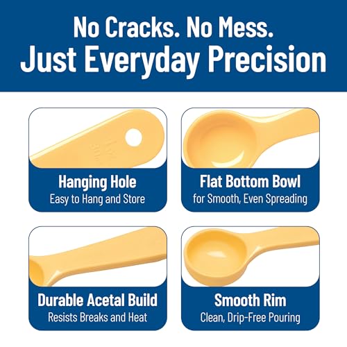 Image of Carlisle FoodService Products 492104 Measure Miser Solid Measuring Spoon with Short Handle, 1 Ounce, Yellow