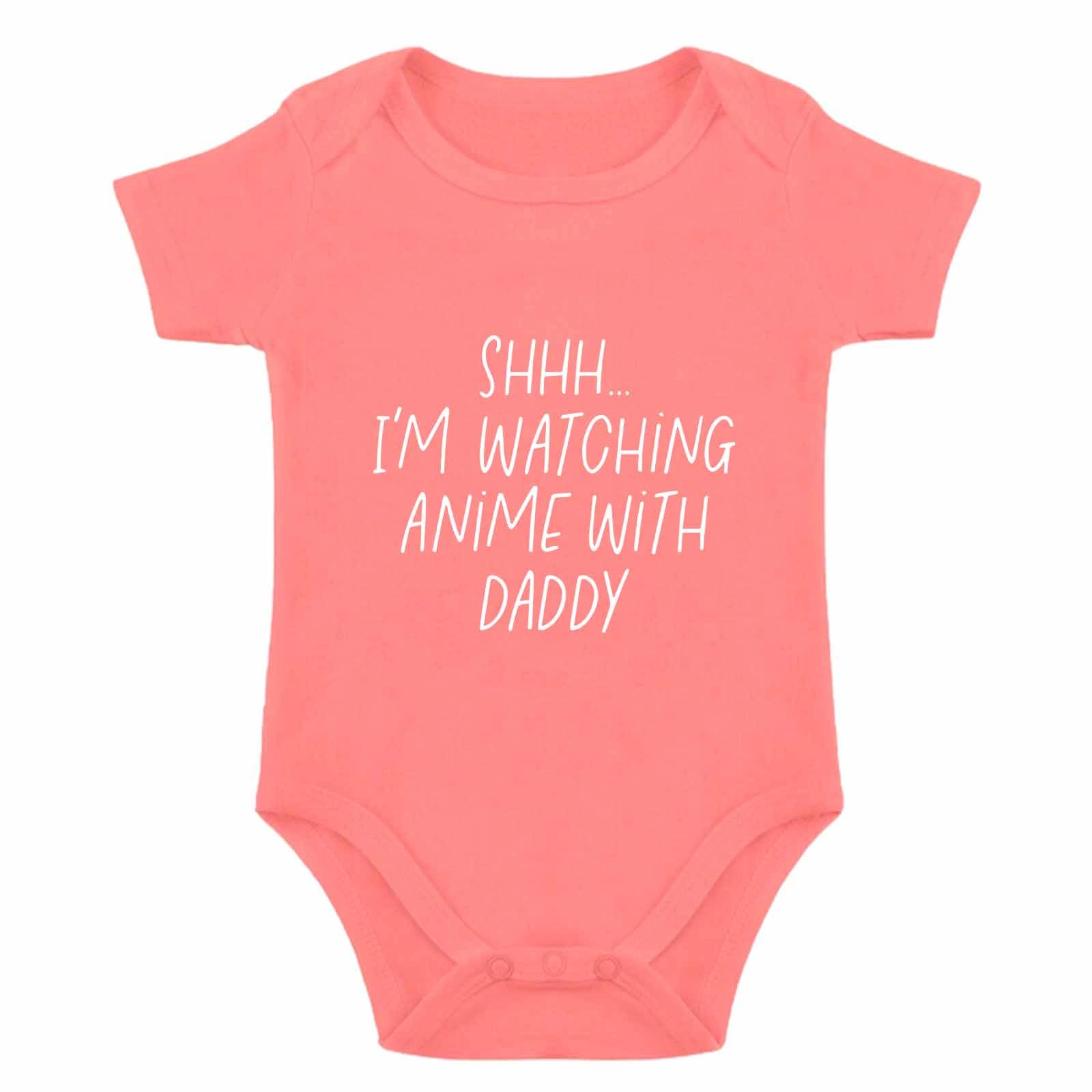 Shh I'm Watching Anime with Daddy Baby Bodysuit Funny Baby Bodysuit Unisex
