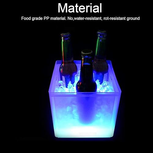 Miniatura 6 de Cubo de hielo LED, 3.5L de gran capacidad, impermeable, con cambio de color, doble capa, cuadrado, champán, vino, bebidas, cerveza, cubo para KTV,