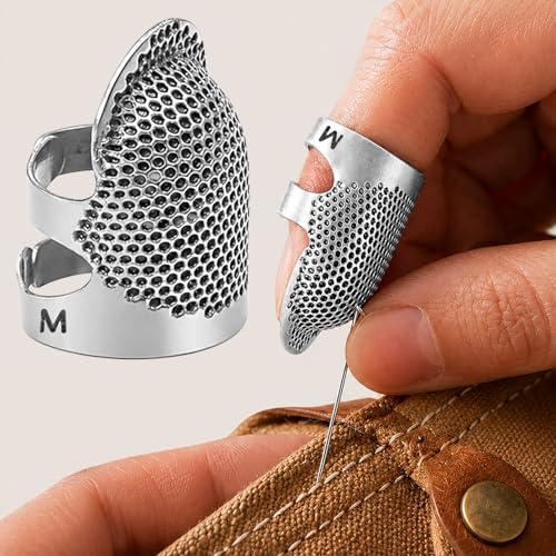 Image of Thimbles for Hand Sewing, Sewing Thimble Kit, Metal Finger Protectors, Thimble Ring for Hand Quilting and Embroidery(Silver,1Pcs,Medium)