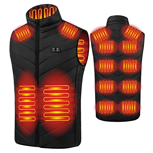 CJBIN Gilet Chauffant, 13 Zones de Chauffé Veste Chauffante pour Homme avec 3 Températures Réglables, Lavable Vetement Chauffant Homme pour Camping, Randonnée, Activités de Plein Air (Taille XL) Cover