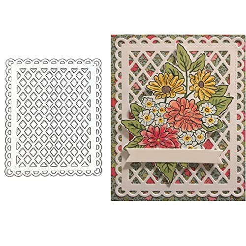 XMYXCRAFT Grid Background Rectangle Metal Die Cuts, Net Lace Frame Cutting Dies Cut Stencils for DIY Scrapbooking Album Decorative Embossing Paper Dies Card Making