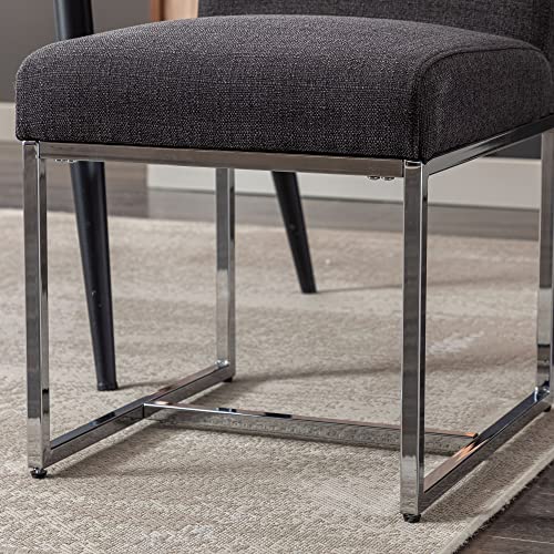 Vescasa Linen Upholstered Dining Chairs Set Of 4, Mid Century Modern Padded Chair With Chrome Metal Frame For Restaurant, Dining Room, Kitchen, Charcoal #TOP6