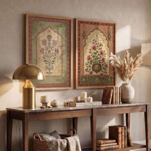 Image of HOTHOUSE Traditional Art Wall Painting Home Decoration With Frame For Living Room Bed Room Hotel Wall Decor Digital Reprint Engineered Wood Set of 2 (10X13 inch)
