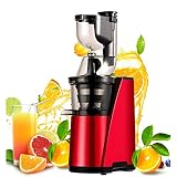 ❤ Puerto de alimentación de diámetro exterior grande de 80 mm: el jugo original del exprimidor de gran diámetro es delicioso y nutritivo, y la fruta no necesita cortarse en pedazos, toda la presión no desperdicia cada gota de jugo, y hay menos oxidación. Nota: no puede exprimir duraznos y bahijos con núcleos duros, debe eliminar el núcleo antes de presionar. Las peras, las naranjas y las manzanas se pueden colocar directamente.