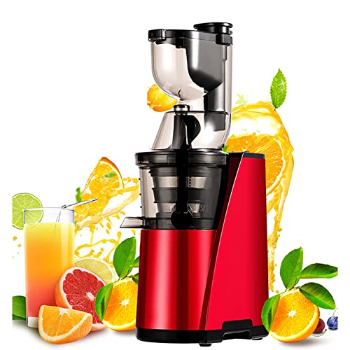 MIIKHI Wide Chute Slow Masticating Juicer Extractor Cold Press Vertical Juicer Machine with Quiet Motor & Reverse Function for High Nutrient Fruit and Vegetable Juice, BPA Free (Color : R, Red