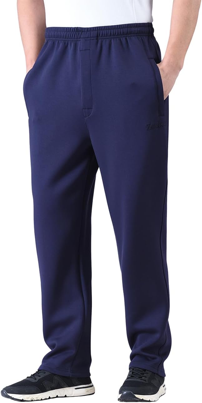 Zoulee New Men's Classic Drawstring-Waist Jogger Pants Sweatpants with Zipper Fly