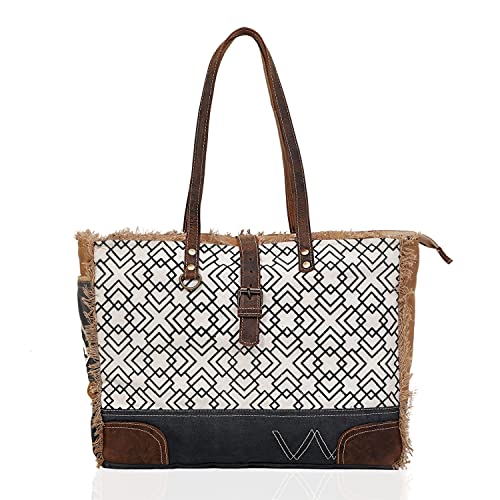 Image of Upcycled Canvas & Leather Shoulder Bag Tote Crossbody Purse Leather Tote Bag Classic Canvas Tote