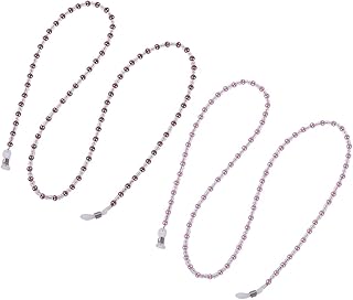 Beaupretty catenelle per occhiali e cordoncini porta occhiali perline porta occhiali antiscivolo collana per donna 4 pezzi (marrone rosa)