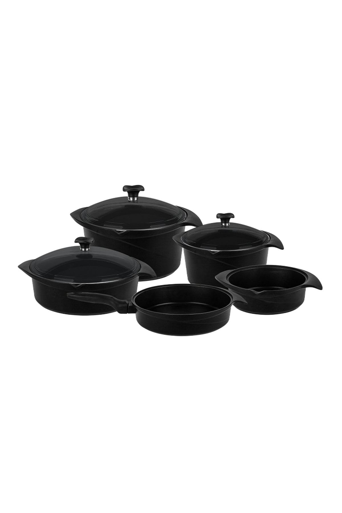 Aryıldız Flipper Siyah Cam Tencere Set