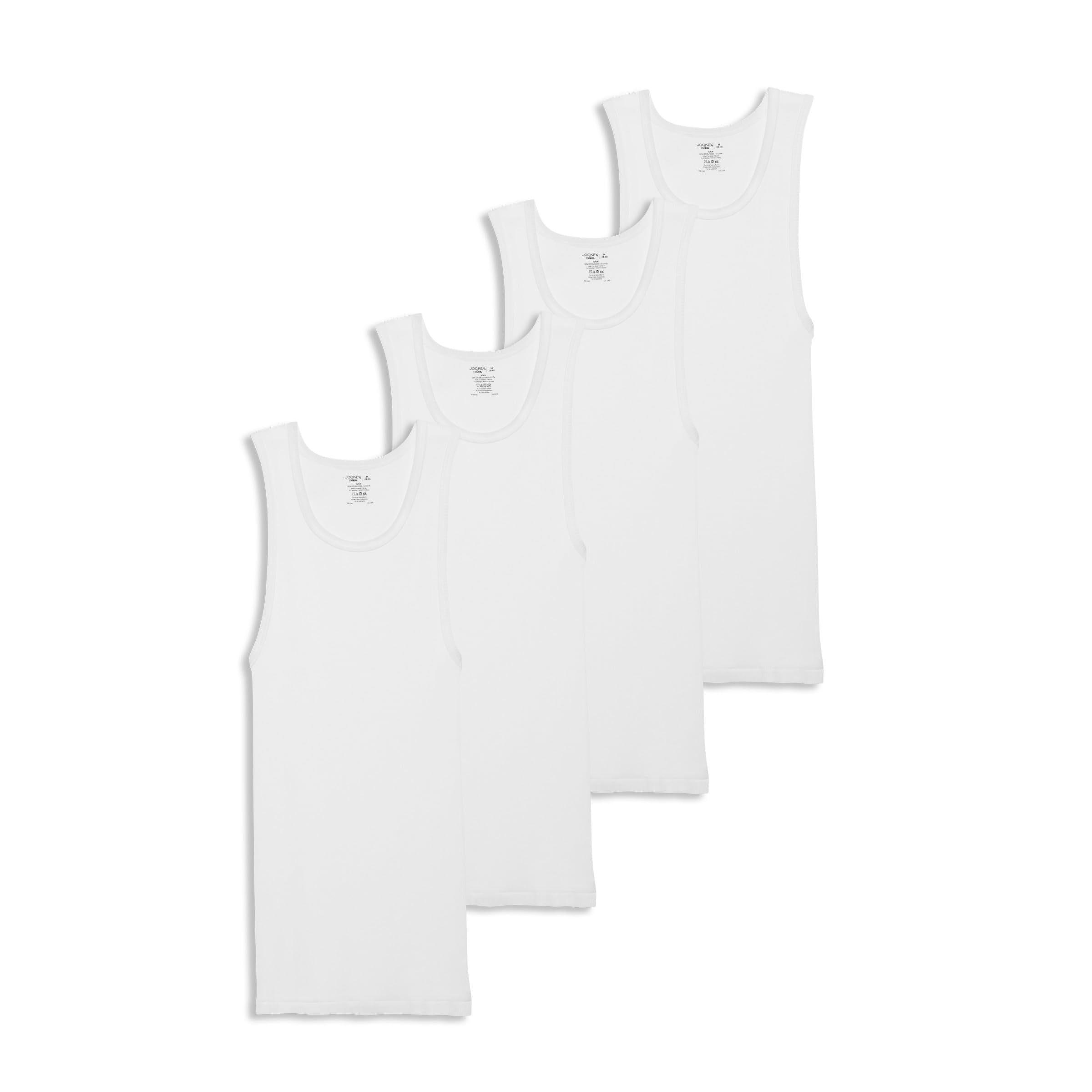Men's Undershirt 100% Cotton A-Shirt Tank - 4 Pack