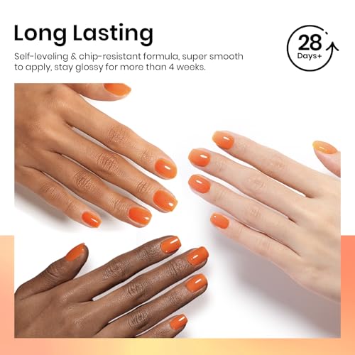 Image of Beetles Orange Gel Nail Polish, 15ML Summer Jelly Gel Polish Sheer Translucent Effect Gel Soak Off UV Orange Burst Series French Nail Art Manicure Gift for Women
