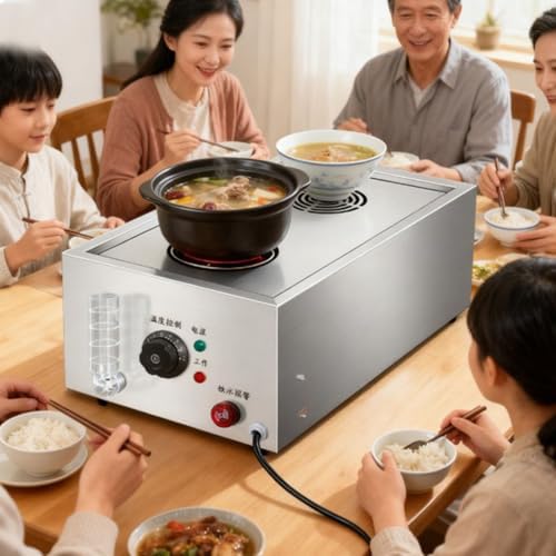 Versatile 2000W/4000W Commercial Electric Steamed Bun Machine, Stainless Steel Steamer with Temperature Control & Water Shortage Alarm, 2 Holes for Efficient Cooking