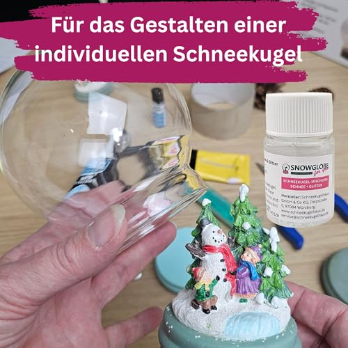 Fertigmischung mit Wasserklar und Schnee + Glitzer | für Bastelset DIY Schneekugel Do it yourself | 15 ml Inhalt | 40128