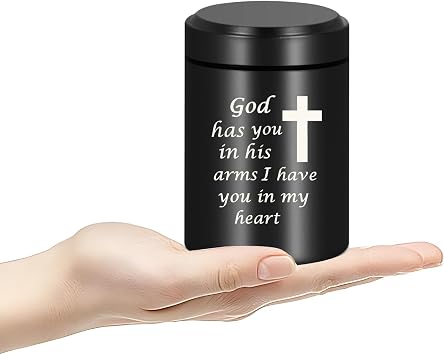 Small Urns for Human Ashes Keepsake Mini Cremation Urn for Adult Male Female Keepsake Memorial Ashes Holder for Women Men, Black Cross Urn