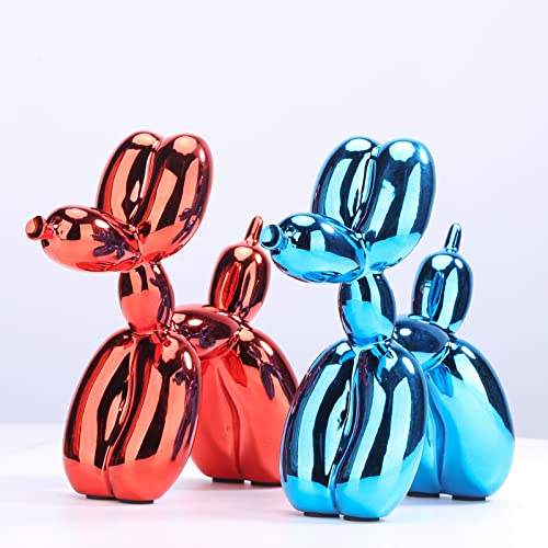 Xiaomagg Shiny Balloon Dog Statue Modern Home Coffee Table Decorations Cute Balloon Dog Art Sculpture Home Decor Accents Suitable For Fashion Room Decoration Bedroom Summer Decor(6.6*6.6*2.8Inch, Red) #TOP7