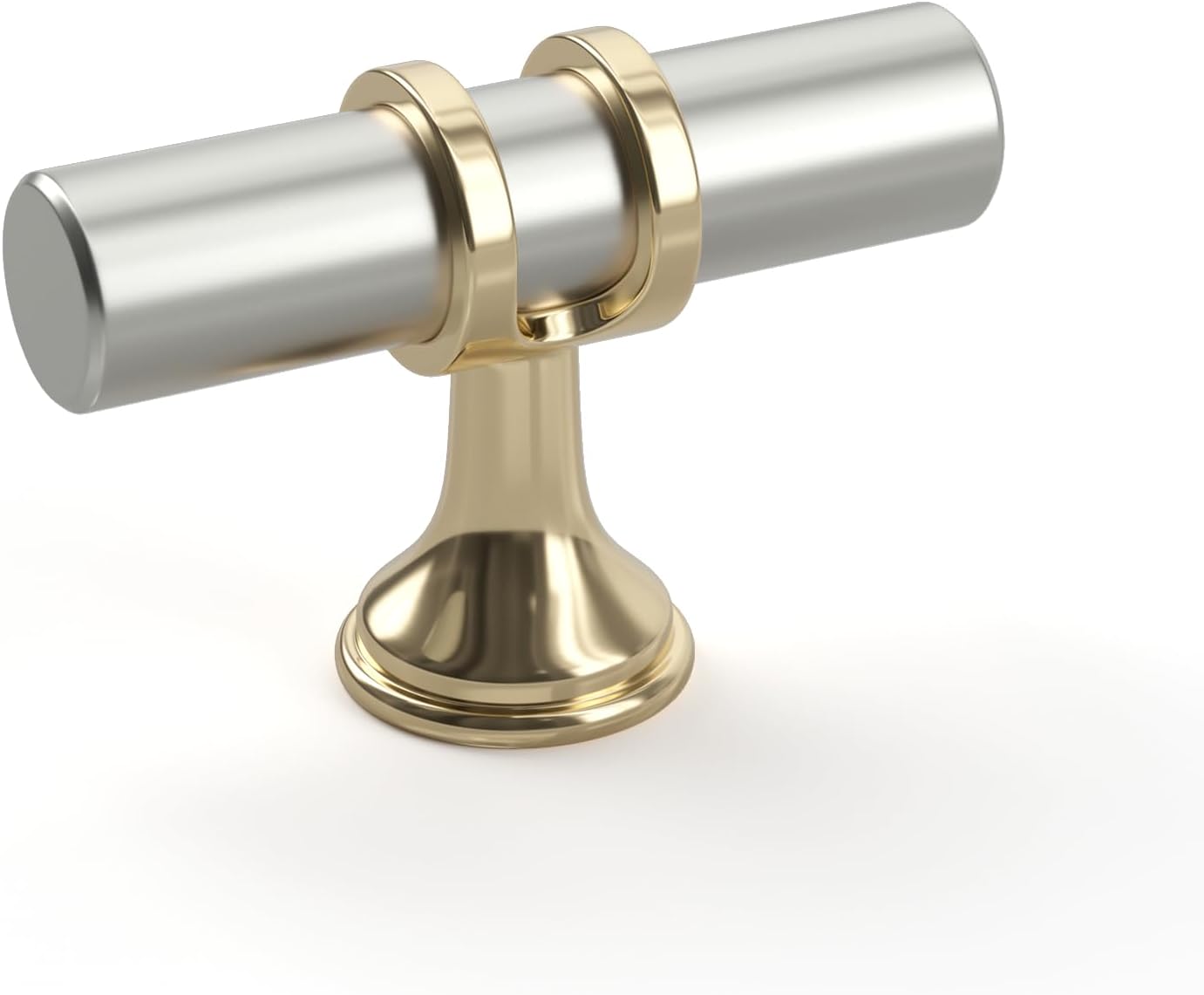 goldenwarm 5 Pack Brushed Nickel and Gold Knobs Kitchen