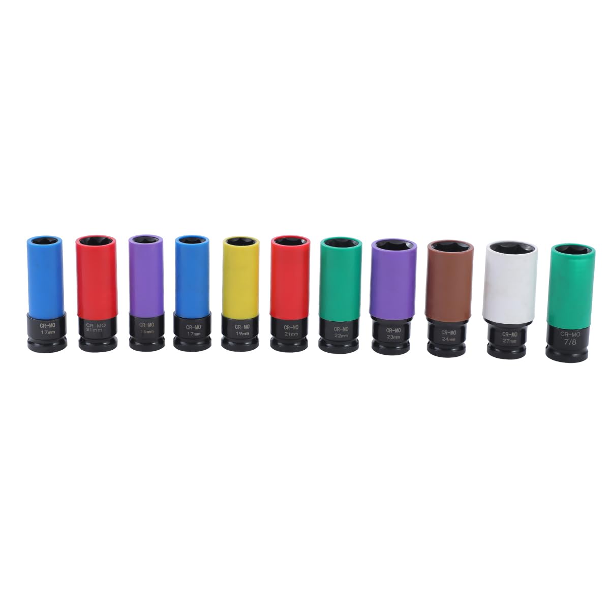 KATSU 1/2" Alu-Felgen Kraft-Stecknuss-Satz 11-teilig 15/17/19/21/22/23/24/27mm & 7/8" kompatibel mit Tesla, Chrom-Molybdän-Stahl, Steckschlüsselsatz Radmuttern, Schlagschrauber Nüsse, 85mm Länge