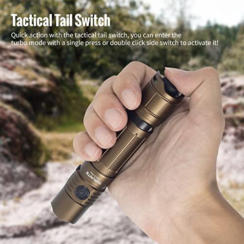 Thrunite Tn12 Pro Rechargeable Flashlight, High 1900 Lumens Bright Flashlight With Dual Switch, Long 415 Yards Throw, For Outdoor Rescue, Searching, Hiking And Emergency - Desert Tan Cool White #TOP1