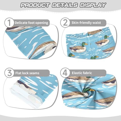 Ducks Swimming Girls' Leggings Toddler Doodles Mallard Kids Yoga Pants Dance Active Tights 4T3