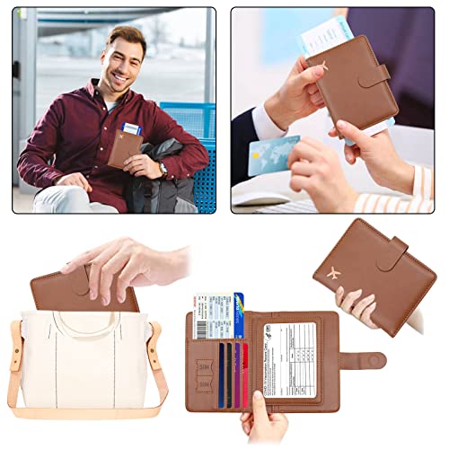 Image of Melsbrinna Rfid Passport Holder for Travel women /Men, Cute Passport Wallet Rfid Blocking Card Slots, Rfid Passport Cover /CaseTravel Wallet, Passport Book Holder (1, Brown)