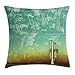 ABAKUHAUS Musica Federa Fodera Cuscino, Old indossati Tromba Grungy, Copricuscino Quadrato Decorativo, 40 cm x 40 cm, Mare Verde Marrone
