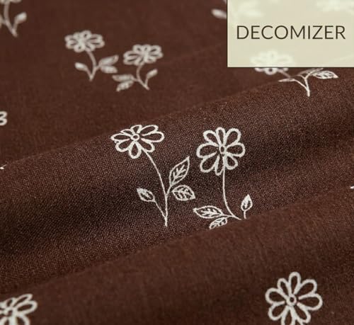 Image of DECOMIZER 240 TC Microfiber Soft Cotton Printed Single Bed Bedsheet for Diwan Bed, Size 60 Inches X 90 Inches, 152 X 230 cm with 1 Large Size Pillow Covers - SolidCoffeeFlower