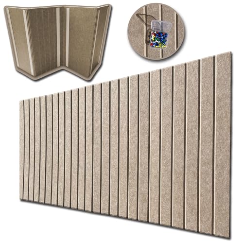 DECCART Filcowe Panele Ścienne Samoprzylepne 120x60 cm - Tablica Korkowa - Panel 3D - Ciemno bezowy