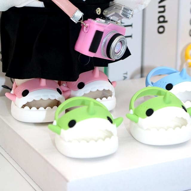 Foto 5 de 5 de niannyyhouse Zapatos de peluche de tiburón de 20 cm, sandalias de 8 pulgadas