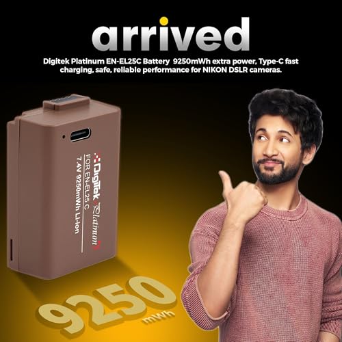 Digitek Platinum ENEL 25 Type C Extra Power 9250mWh Secondary Rechargeable Li-ion Battery for Nikon Z30, Z50, Zfc, Z50II Cameras view 2