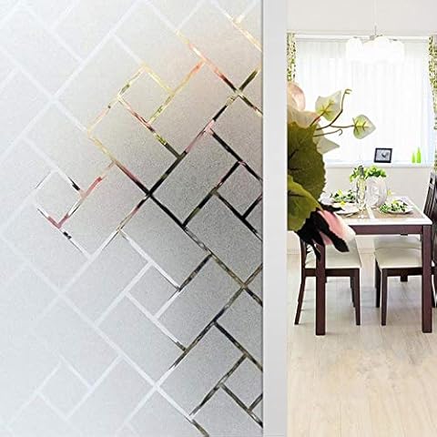 Zindoo Geometrie Fensterfolie Sichtschutz Sichtschutzfolie Ohne Kleber Milchglasfolie Gute Privatsphäre Schutz Cover