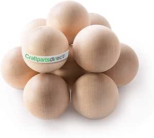 2 Inch Wooden Round Ball | DIY Decorative Wood Crafting Balls | Unfinished Wood Spheres | Decanter Wooden Ball Corks - by Craftpartsdirect.com | Bag of 10
